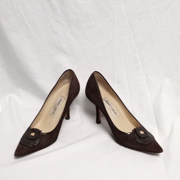 JIMMY CHOO Brown Suede Heels - Picture 8 of 9